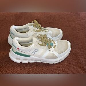 On Running Men's White and Green Athletic Shoes